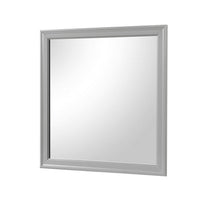 Ryla Dresser Mirror, 38 Inch Square Frame, Farmhouse Gray Solid Wood -BM332629