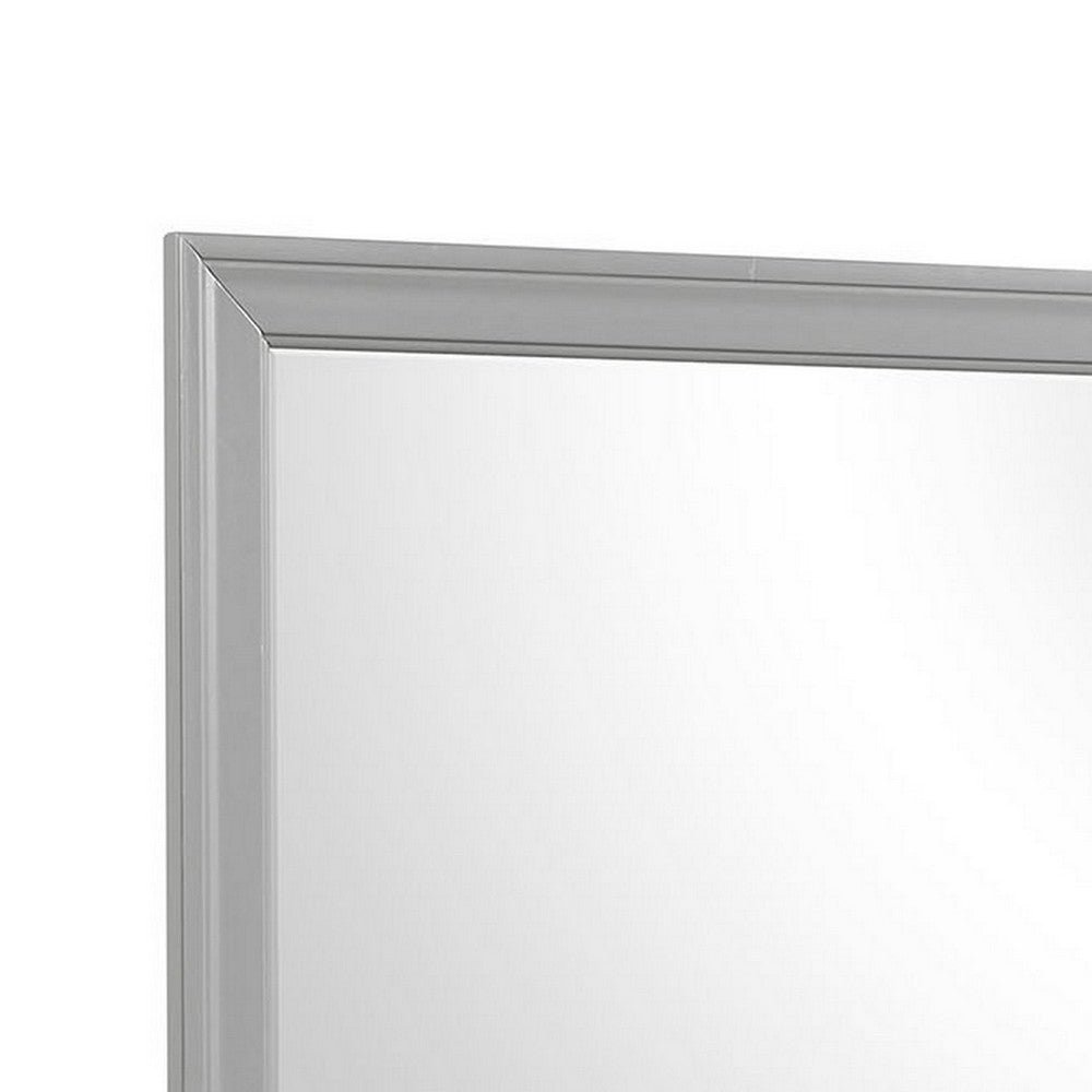 Ryla Dresser Mirror, 38 Inch Square Frame, Farmhouse Gray Solid Wood -BM332629