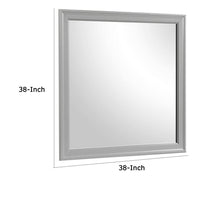 Ryla Dresser Mirror, 38 Inch Square Frame, Farmhouse Gray Solid Wood -BM332629