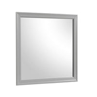 Ryla Dresser Mirror, 38 Inch Square Frame, Farmhouse Gray Solid Wood -BM332629