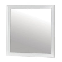 Ryla Dresser Vanity Mirror, 38 Inch Square Frame, White Solid Wood -BM332630