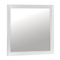 Ryla Dresser Vanity Mirror, 38 Inch Square Frame, White Solid Wood -BM332630