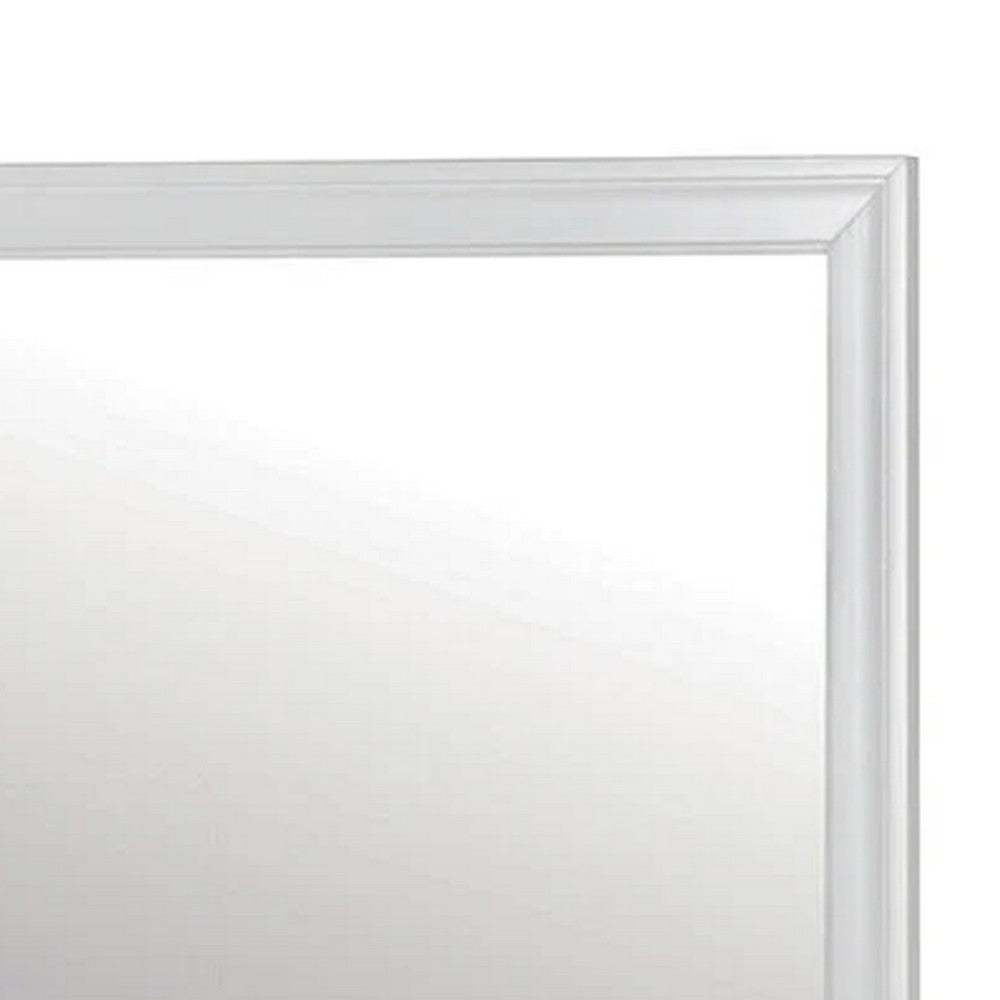 Ryla Dresser Vanity Mirror, 38 Inch Square Frame, White Solid Wood -BM332630