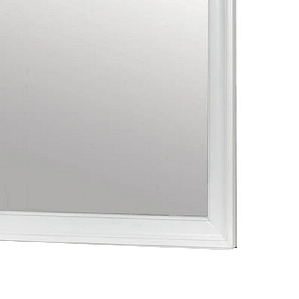 Ryla Dresser Vanity Mirror, 38 Inch Square Frame, White Solid Wood -BM332630