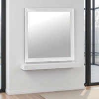 Ryla Dresser Vanity Mirror, 38 Inch Square Frame, White Solid Wood -BM332630