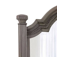Pamy Dresser Vanity Mirror, Reeded Posts, 49 Inch Gray Bell Top Frame -BM332631