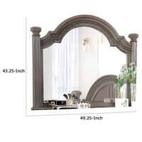 Pamy Dresser Vanity Mirror, Reeded Posts, 49 Inch Gray Bell Top Frame -BM332631