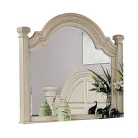 Pamy Dresser Mirror, Reeded Posts, 49 Inch Antique White Bell Frame -BM332632