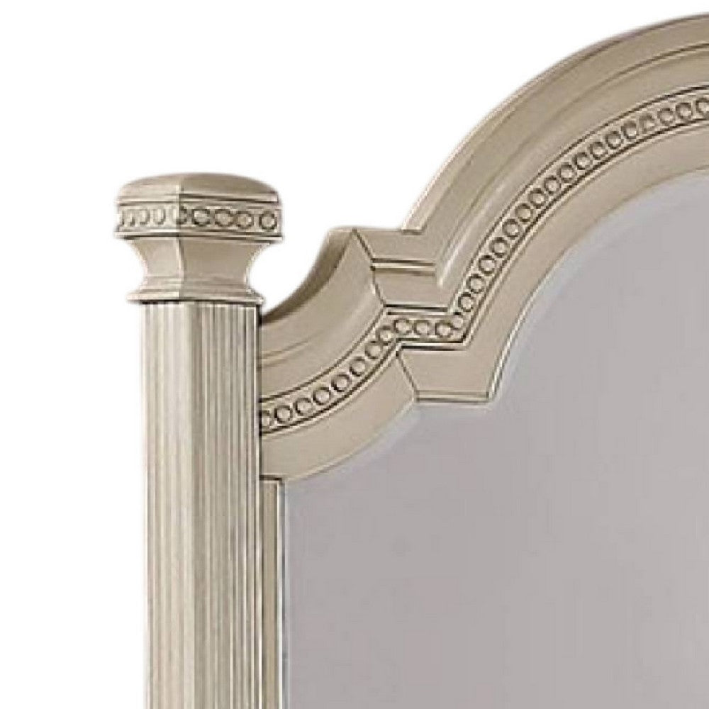 Pamy Dresser Mirror, Reeded Posts, 49 Inch Antique White Bell Frame -BM332632