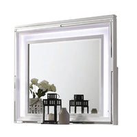 Lin Dresser Mirror with LED Lights, 47 Inch White Solid Wood Frame -BM332633