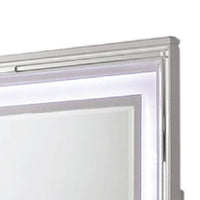 Lin Dresser Mirror with LED Lights, 47 Inch White Solid Wood Frame -BM332633