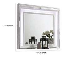 Lin Dresser Mirror with LED Lights, 47 Inch White Solid Wood Frame -BM332633