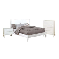 Bekor 3 Pc Full Size Bedroom Set, Mid-Century Modern Style, White Finish - BM332720