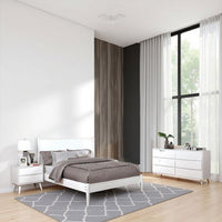 Bekor 3 Pc Full Size Bedroom Set, Mid-Century Modern Style, White Finish - BM332720