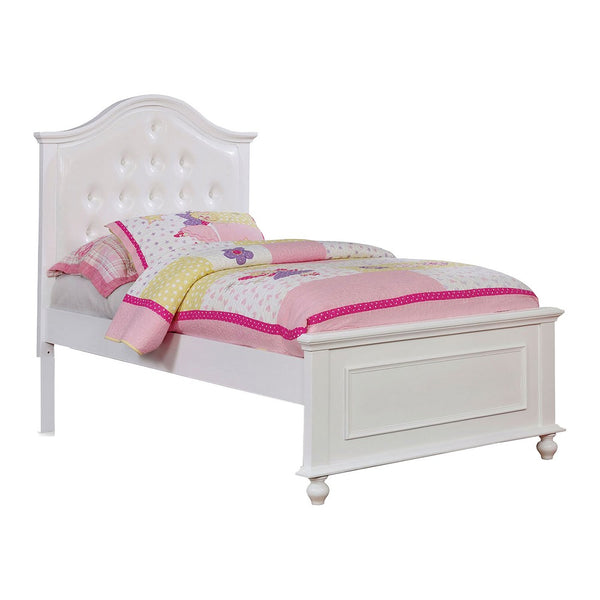 Aure 3 Pc Full Size Kids Bedroom Set, Curved Tufted Headboard, White - BM332721