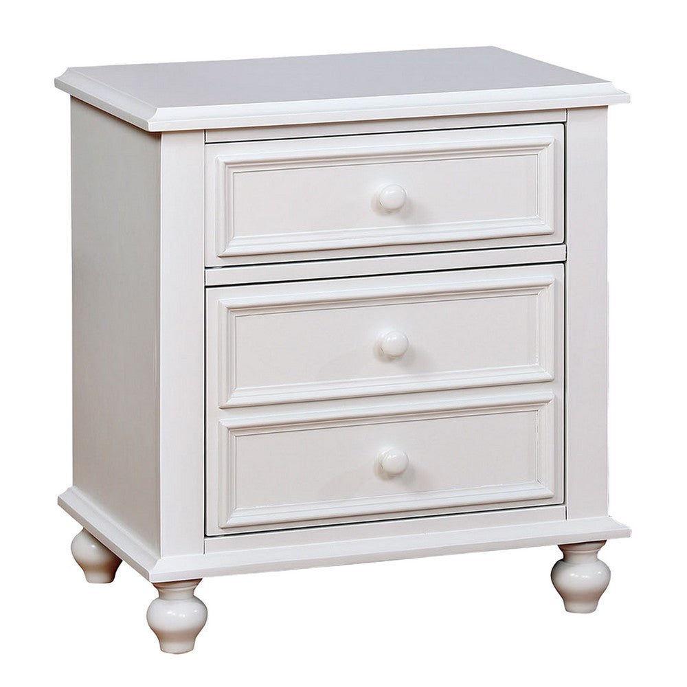 Aure 3 Pc Full Size Kids Bedroom Set, Curved Tufted Headboard, White - BM332721