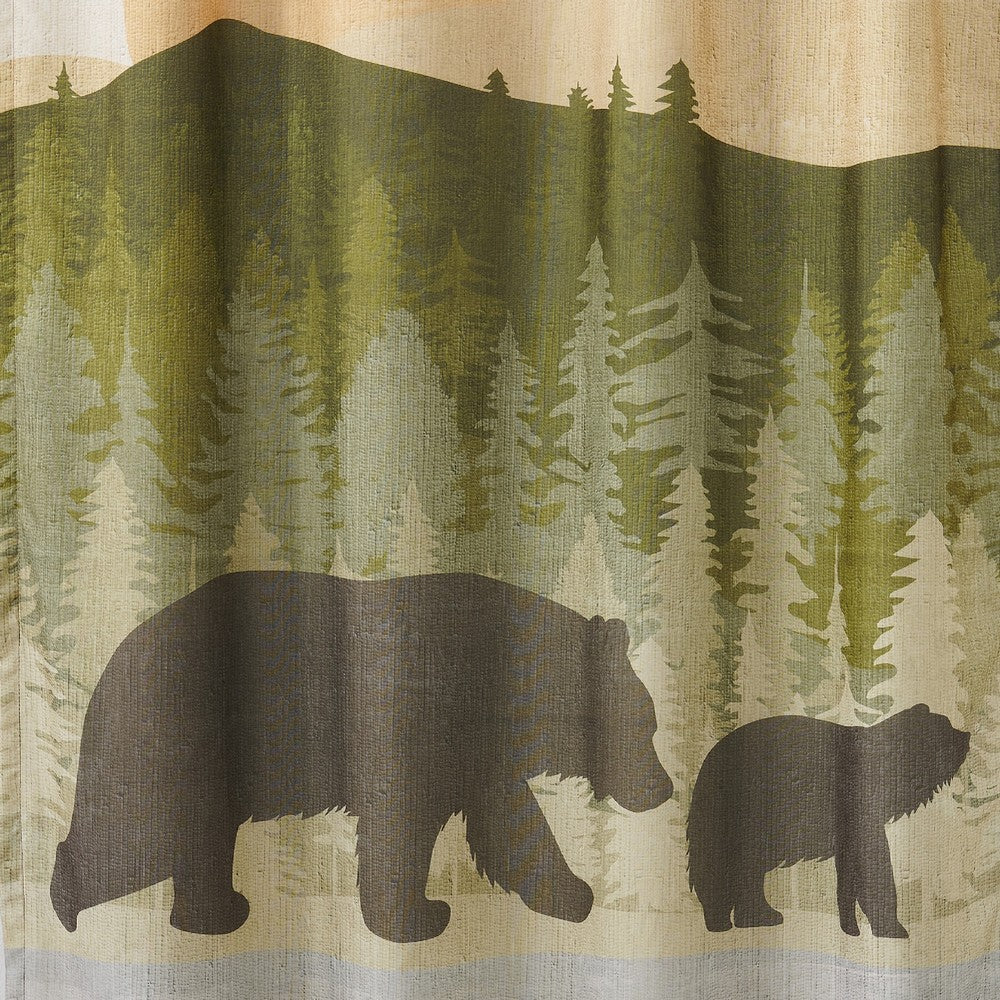 Kip 2 Panels Curtain Set, Microfiber, Green and Beige Mountain Scenery -BM332741
