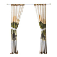 Kip 2 Panels Curtain Set, Microfiber, Green and Beige Mountain Scenery -BM332741