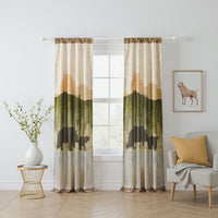 Kip 2 Panels Curtain Set, Microfiber, Green and Beige Mountain Scenery -BM332741
