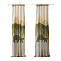 Kip 2 Panels Curtain Set, Microfiber, Green and Beige Mountain Scenery -BM332741
