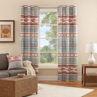 Pimi 2 Panel Curtain Set, Boho Stripes Red White Gray, Microfiber -BM332765
