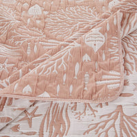 Amy 3 Piece Queen Quilt Set, Coastal Theme, Soft Pink White Polyester -BM332769