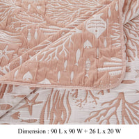 Amy 3 Piece Queen Quilt Set, Coastal Theme, Soft Pink White Polyester -BM332769