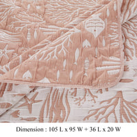 Amy 3 Piece King Quilt Set, Coastal Theme, Soft Pink White Polyester -BM332770