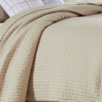 Xumi 2 Piece Twin Size Quilt Set, Beige Channel, Polyester and Cotton -BM332771