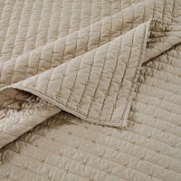 Xumi 2 Piece Twin Size Quilt Set, Beige Channel, Polyester and Cotton -BM332771