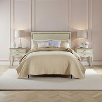 Xumi 2 Piece Twin Size Quilt Set, Beige Channel, Polyester and Cotton -BM332771