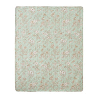 Vola Throw Blanket, 50x60, Floral Pattern Green Microfiber, Cotton -BM332772