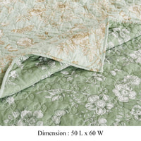Vola Throw Blanket, 50x60, Floral Pattern Green Microfiber, Cotton -BM332772