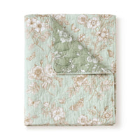 Vola Throw Blanket, 50x60, Floral Pattern Green Microfiber, Cotton -BM332772