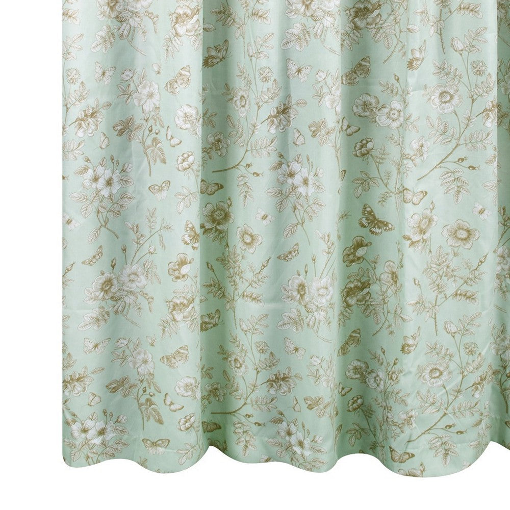 Vola Shower Curtain, 72 Inch, Floral Pattern, Light Green Polyester -BM332773