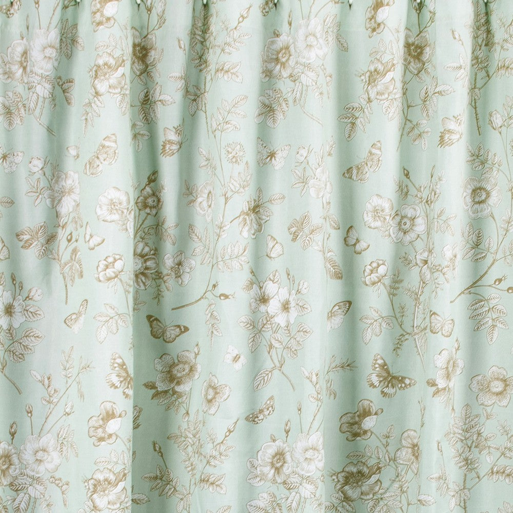 Vola Shower Curtain, 72 Inch, Floral Pattern, Light Green Polyester -BM332773