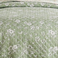 Vola 2 Piece Twin Quilt Set, Floral Pattern, Light Green Microfiber -BM332774