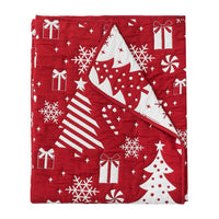 Daru Throw Blanket, 50x60, Christmas Theme, Red and White Polyester -BM332776
