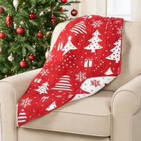 Daru Throw Blanket, 50x60, Christmas Theme, Red and White Polyester -BM332776