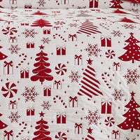 Daru 2 Piece Twin Quilt Set, Red and White Polyester, Christmas Theme -BM332777