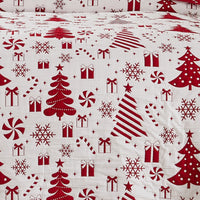 Daru 2 Piece Twin Quilt Set, Red and White Polyester, Christmas Theme -BM332777