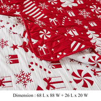 Daru 2 Piece Twin Quilt Set, Red and White Polyester, Christmas Theme -BM332777