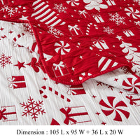 Daru 3 Piece King Quilt Set, Red and White Polyester, Christmas Theme -BM332779