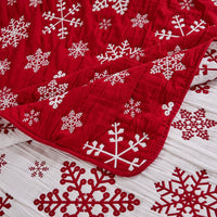 Flok 2 Piece Twin Quilt Set, Red and White Polyester, Snowflake Theme -BM332782