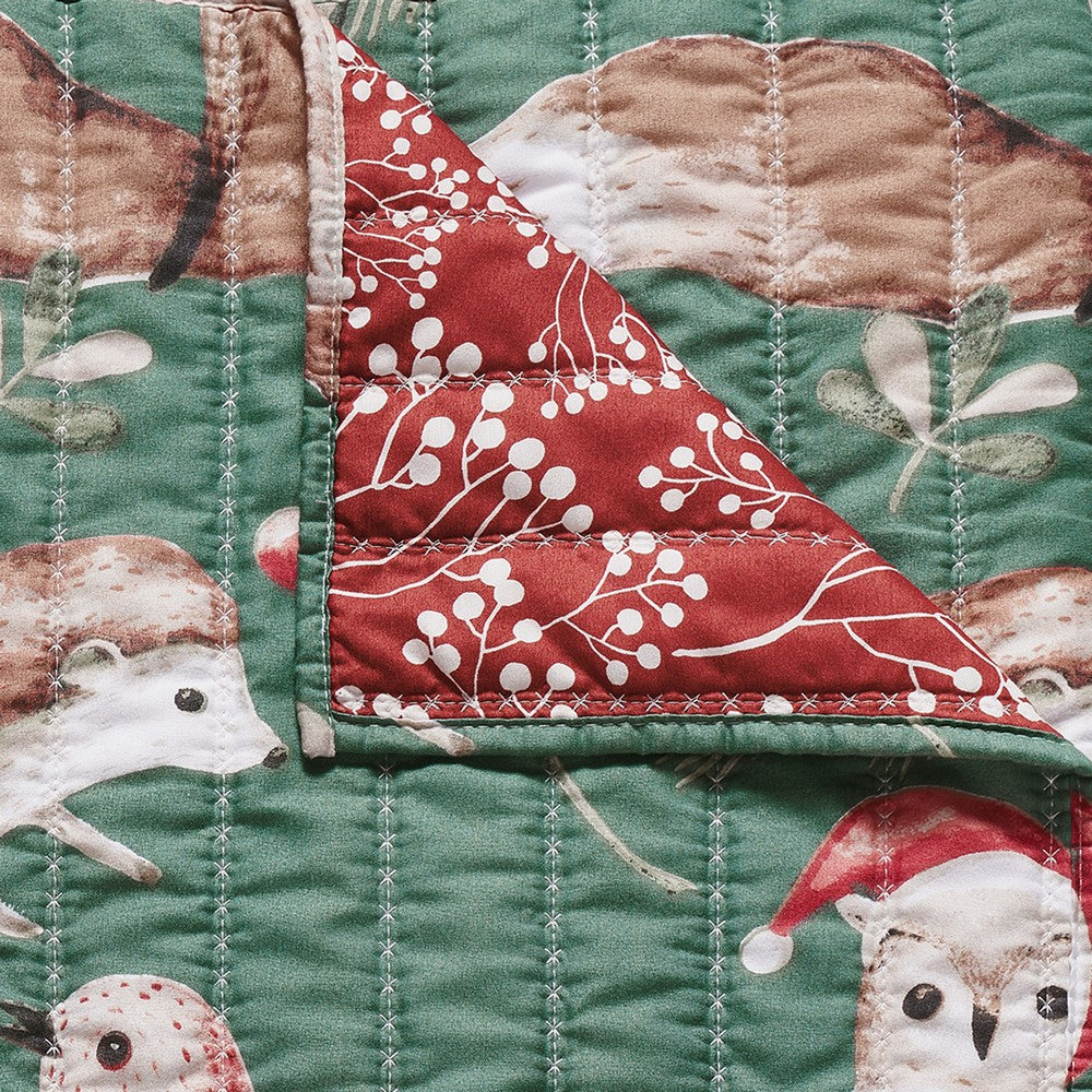 Lowa Throw Blanket, 50x60, Festive Print, Green and Red Microfiber -BM332786