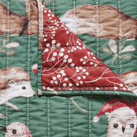 Lowa Throw Blanket, 50x60, Festive Print, Green and Red Microfiber -BM332786
