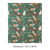 Lowa Throw Blanket, 50x60, Festive Print, Green and Red Microfiber -BM332786