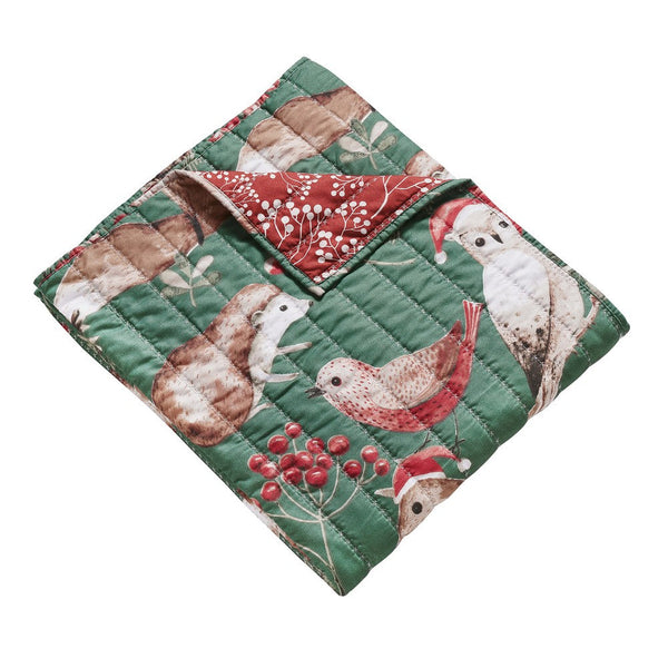 Lowa Throw Blanket, 50x60, Festive Print, Green and Red Microfiber -BM332786