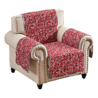 Lowa Armchair Slipcover, Reversible Polyester, Green Red Festive Theme -BM332787