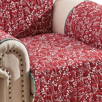 Lowa Armchair Slipcover, Reversible Polyester, Green Red Festive Theme -BM332787